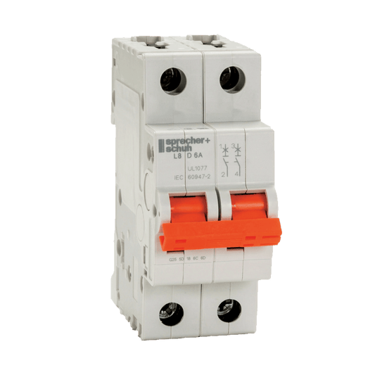 2 Pole, 1 A, D Curve, L8 Series Supplemental Protector - L8-1/2/D