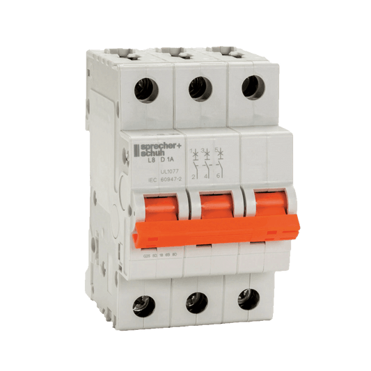 3 Pole, 1 A, D Curve, L8 Series Supplemental Protector - L8-1/3/D